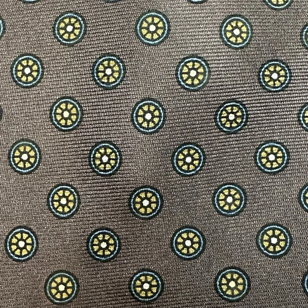 John Comfort London‎ Silk Necktie Brown Medallion Dot Classic Tie 55x3in